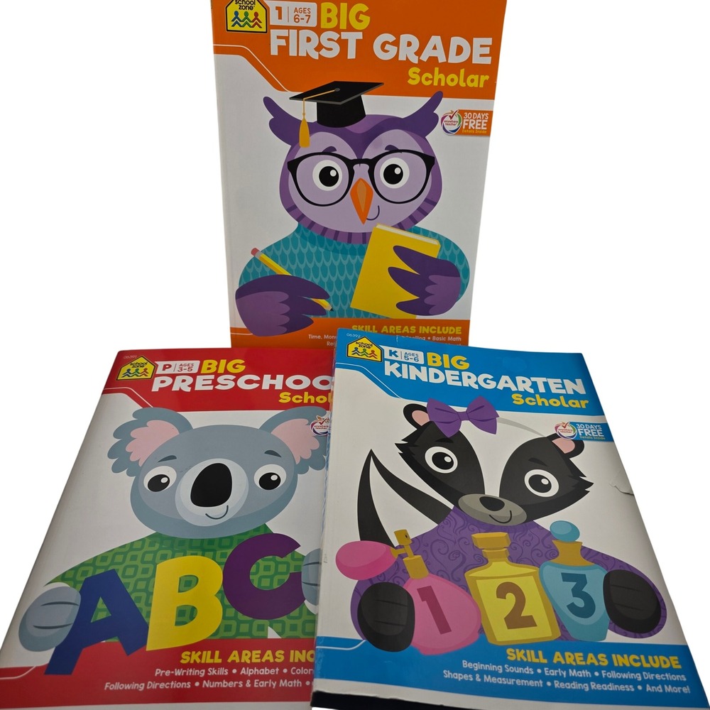 School Zone Big First Grade Preschool Kindergarten Scholar Workbook‎ Set Kids